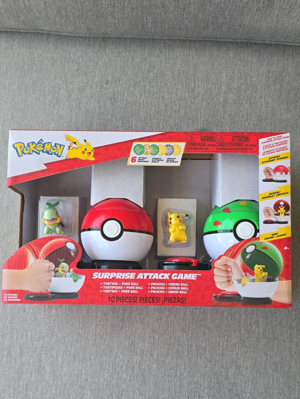 Surprise Attack Game - Red and Green Poké Balls with Pikachu & Turtwig